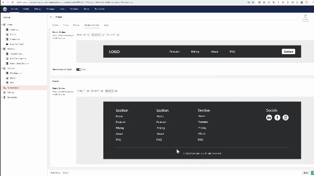 ByteEditor Site Builder for Umbraco Header and Footer management 